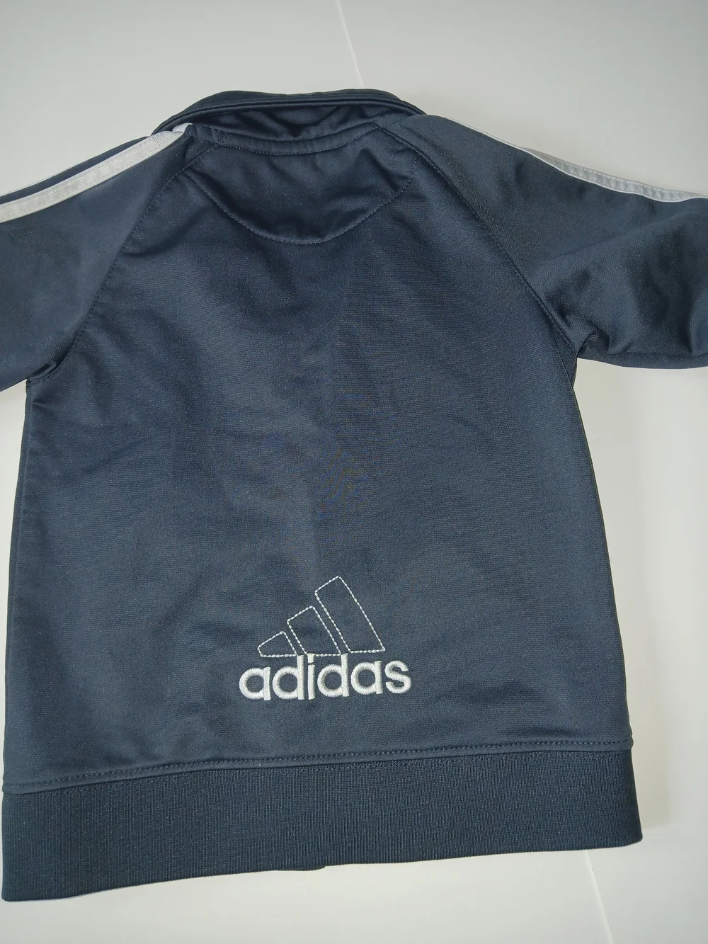 Adidas Navy Blue Kids Track Jacket with White Stripes 24m D0386